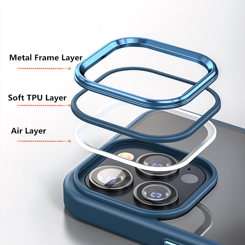 Metal Buttons Hybrid Case With Metal Lens Protection