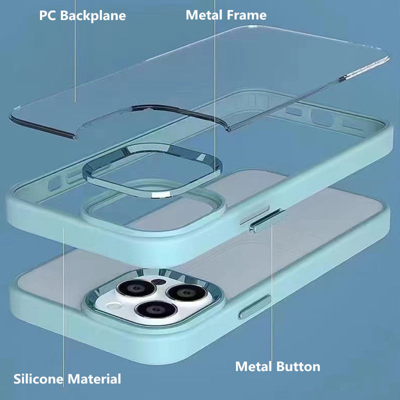 Metal Buttons Hybrid Case With Metal Lens Protection