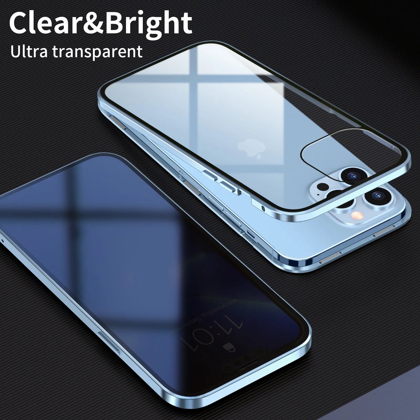 Aluminium  Metal Black 360 Case With Integrated Privacy Glass