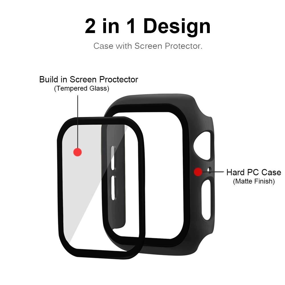 360 Full Protection Integrated Tempered Glass + Case For Apple Watch