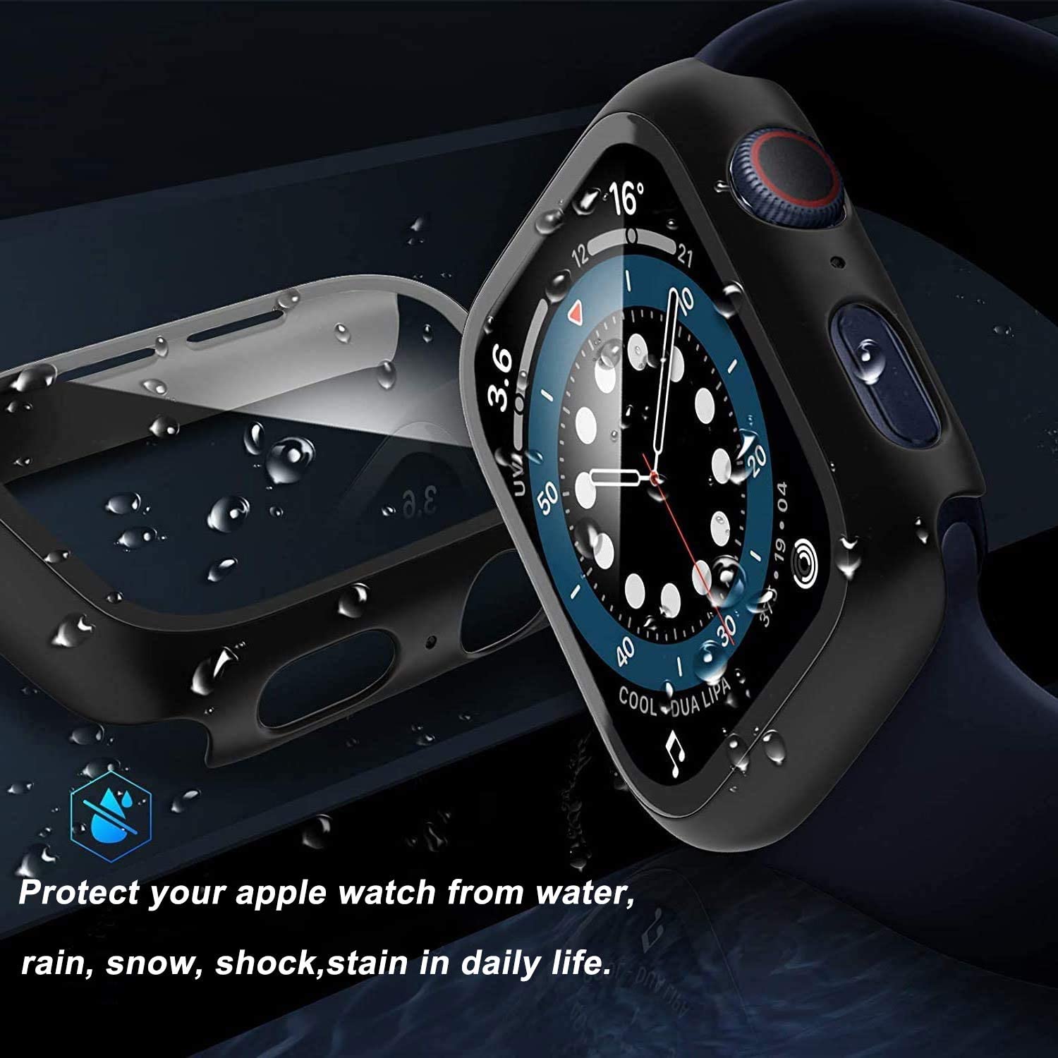 360 Full Protection Integrated Tempered Glass + Case For Apple Watch